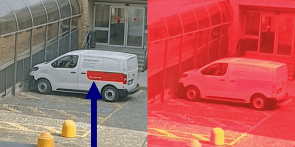 Las partes rojas de la furgoneta han desaparecido